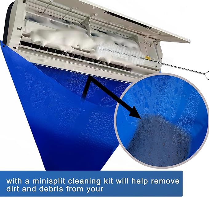 10 Pcs Mini Split Air Conditioner Cleaning Kit, Waterproof Air Conditioner Cleaning Bag with Drain Pipe and Support Plate, Wall-Mounted Dust Removal Home Air Conditioner Unit Mini Split Cleaning Bag