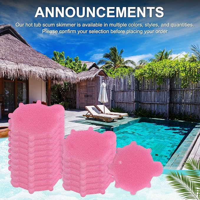 M METERXITY 2-Pack Hot Tub Scum Absorber, 12x10.5 Cm/4.7x4.1 Inch Sponge Sea Fish Pattern Scum Balls for Spa, Bathtub and Swimming Pool to Soak Up Oils Bathtub Accessories [Pink]