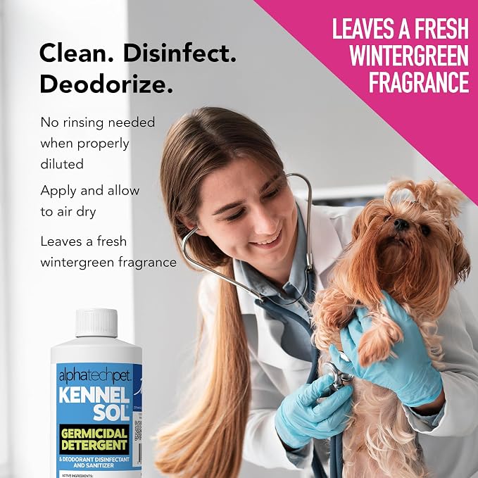 KennelSol Dog Crate Cleaner & Disinfectant for Kennels, Cages, Floors, Litter Boxes & Hard Surfaces | EPA-Registered, Kills Bacteria & Viruses, Parvo Disinfectant | 16 Fl Oz