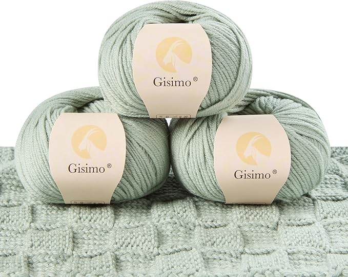 100% Merino Wool Yarn, 6-Ply Luxurious and Soft Yarn for Hand Knitting & Crocheting, 1.76 OZ/50g, 127 yds/116 Meters(Ocean Green, 3 Balls)