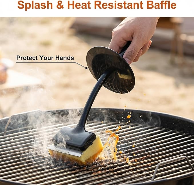 Grill Brush, Bristle Free BBQ Brush with Self-Cleaning Water Box, Safe Steam BBQ Cleaner, Built-in Scraper for Outdoor Grills, Flat Top & Cast Iron, Heavy Duty Griddle Accessories, Gift for Men