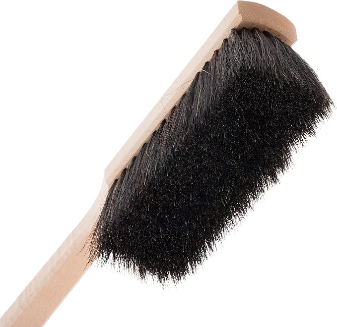 Redecker Horsehair Workshop Brush with Extra-Long Beechwood Handle, Stiff Natural Bristles, 17 Inches, Made in Germany