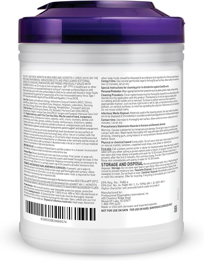 Professional Disposables Surface Disinfectant Super Sani-Cloth Wipes, 160Count (Pack of 6)
