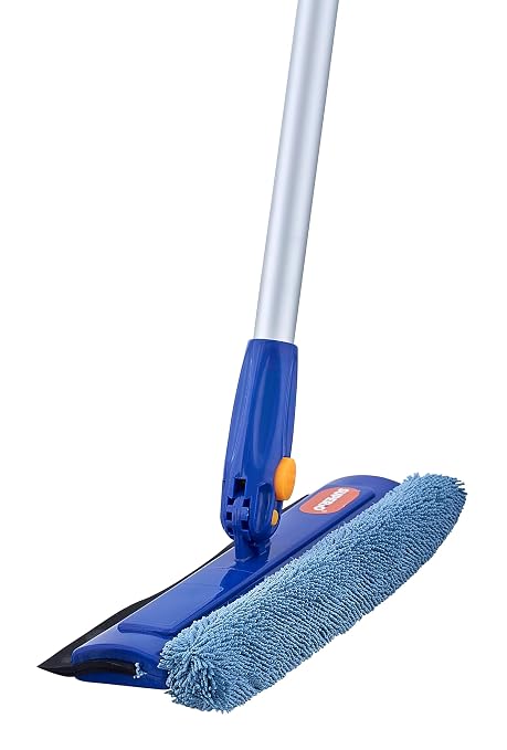 Superio Window Washer and Silicone Squeegee, Auto Easy Grip Extendable Handle Micro-fiber Washer with Rubber Squeegee