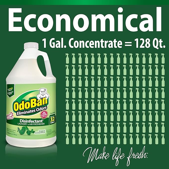 OdoBan Disinfectant Concentrate and Odor Eliminator, 4 Gallons, Original Eucalyptus Scent