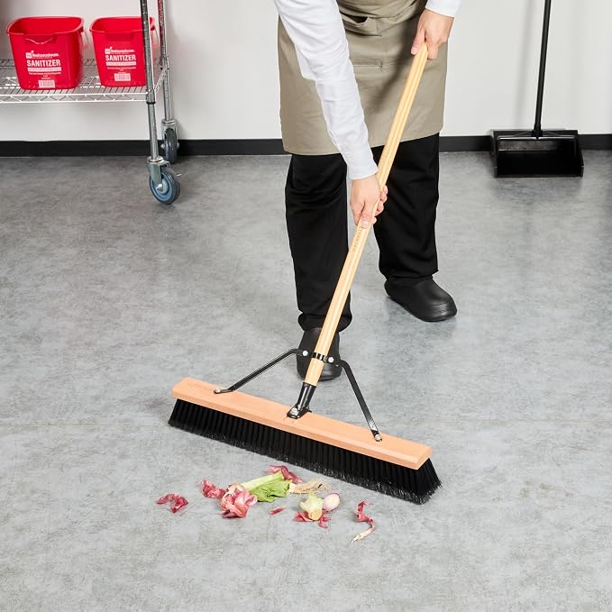 Restaurantware-BROOM HEAD ONLY: Clean Tek Professional 24-Inch Broom Head, 1 Heavy-Duty Push Cleaning Tool - Handle And Brace Sold Separately, Fine Plastic Bristles, Wooden, Commercial Use