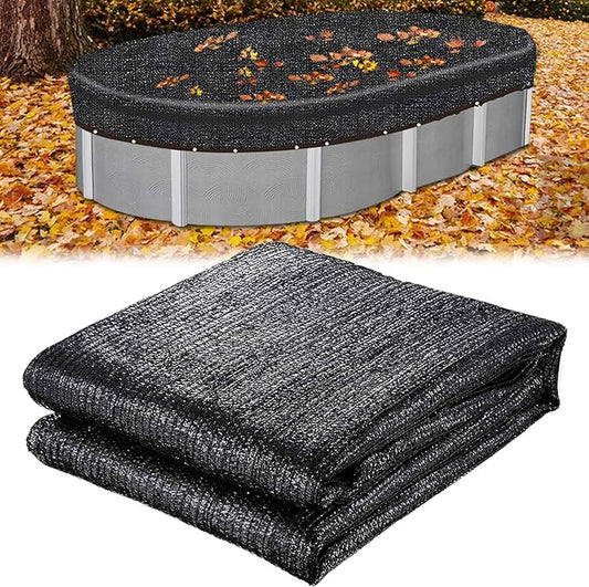 16 Ft x 32 Ft Oval Pool Leaf Net Cover, Fine Mesh Oval Above Ground Swimming Pool Leaf Net Cover, Covers Size: 20 Ft x 36 Ft (Includes 4-feet Overlap), Black