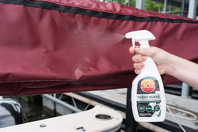 303 Products Marine Fabric Guard, Water Repellent Fabric Protector for Boat Covers, Canvas & Marine Fabrics – Restores Water & Stain Resistance, Safe for All Fabrics, 32 oz (6 Pack)