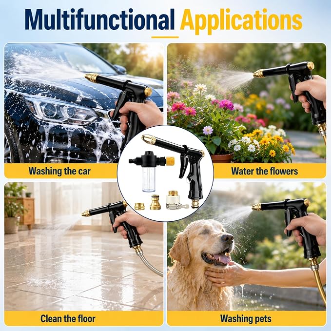KLIFE Jet Nozzle Power Washer for Garden Hose, Upgrade Pressure Washer Wand, Adjustable High Pressure Water Nozzle for Car Washing Patio Garden Outdoor Cleaning