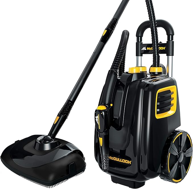 McCulloch MC1385 Deluxe Canister Steam Cleaner with 23 Accessories & A1230-005 Nylon Utility Brush (5 Pack) & A1375-100 Replacement Traditional Microfiber Mop Pad for MC1375, 2-Pack