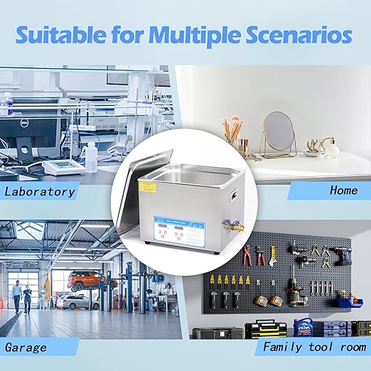VUA 15L Commercial Ultrasonic Cleaner with Digital Timer & Heater, Professional Ultrasonic Parts Cleaner, 40kHz Ultra Sonic Cleaning Machine for Repairing Tools Industrial Parts Wrench