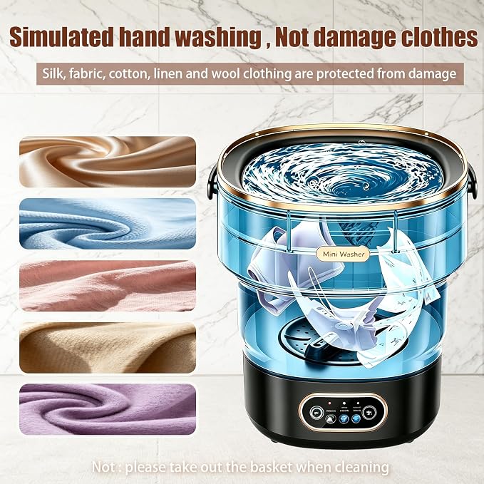 20L Mini Portable Washing Machine,Foldable Portable Washer Mini Lavadora Portatil for Apartment,RV,Camping,Travel – Wash Baby Clothes, Underwear,Bra Separately to Keep Clean and Healthy
