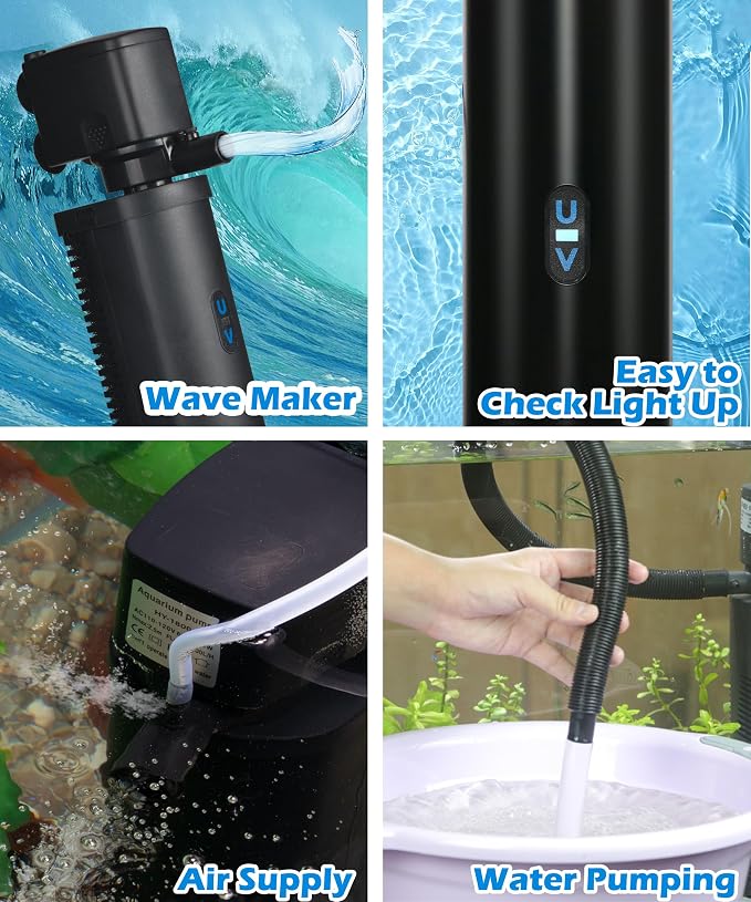 COOSPIDER Aquarium Filter with 9W U-V Light 500GPH for 100-300 Gallon Tank | Powerful Internal Fish Tank Filter with 45W Pump for Green Clean, Turtle Tank, Oxygen Supply, Deodorization, Water Cycle