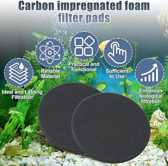 Fx4 Carbon Filter Pads Compatible with Fluval FX4 FX5 / FX6 Canister Filter,Replacement Carbon Impregnated Foam Pads Aquarium Filter Media Pack of 12
