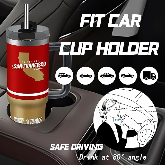 Tumbler 30oz Straight Skinny Portable Handle Car Cups With Anti slip Sleeve Straw Dust Cover, Sports Travel, Stainless Steel Insulated Gifts for Men Women Fans