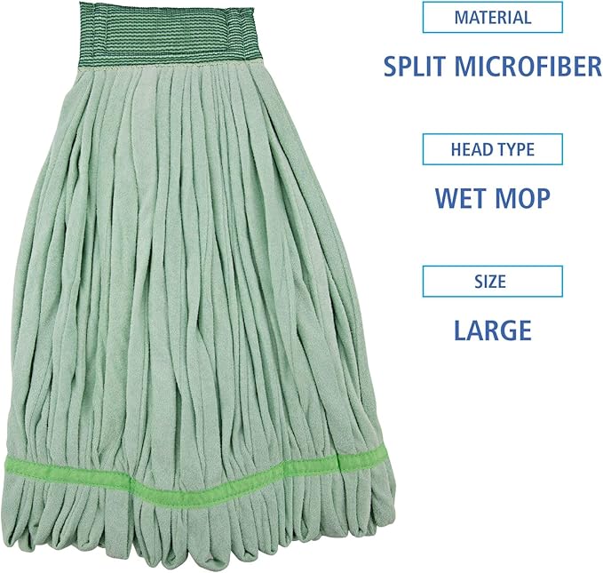 Boardwalk Microfiber Looped-End Wet Mop Head, Large, Green, 12/Carton