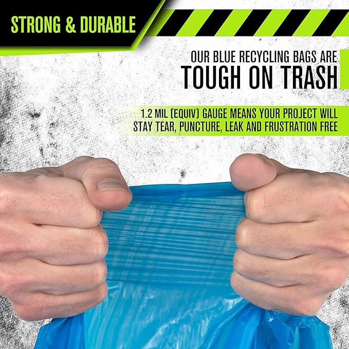 Aluf Plastics 55-60 Gallon 1.2 MIL Blue Industrial Strength Trash Bags - 38" x 55" - Pack of 100 - For Industrial, Home, & Recycling