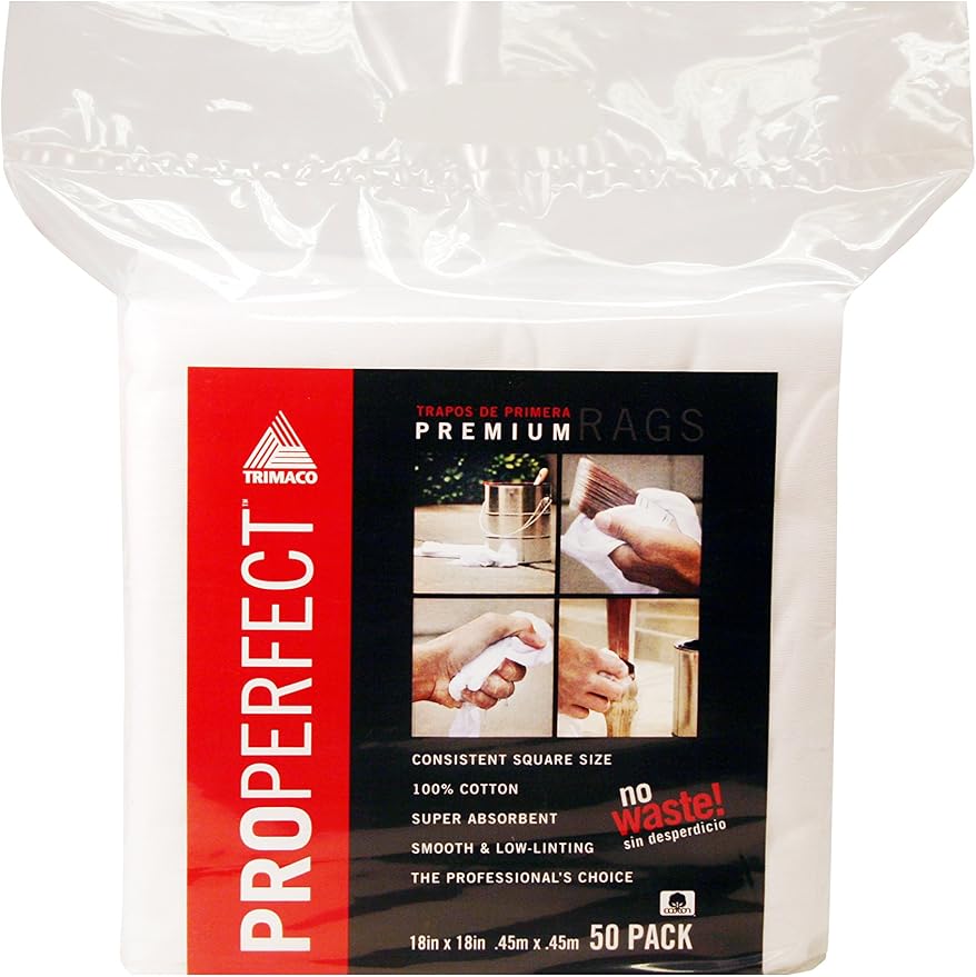 TRIMACO ProPerfect 18 in. x 18 in. Cotton Wipers (50-Pack Bag) 82555