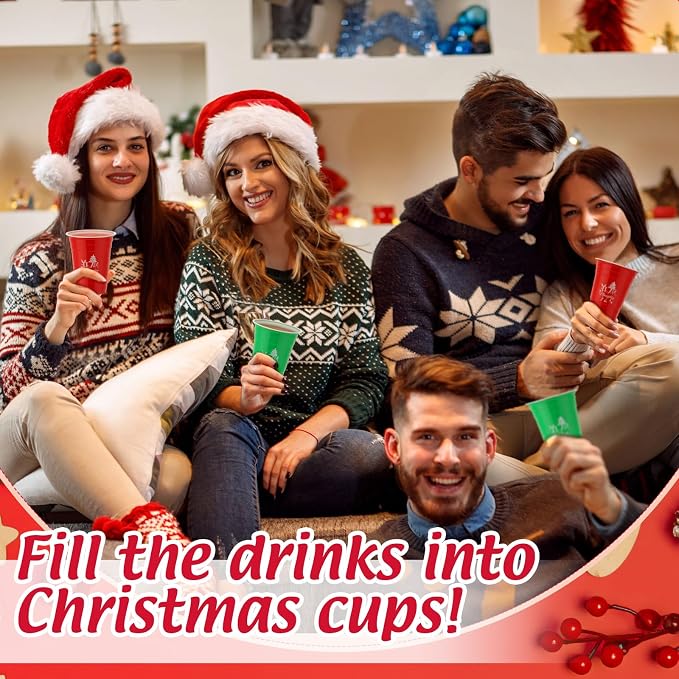 Sliner 60 Pcs 16 oz Christmas Disposable Cups Bulk Plastic Coffee Team Naughty or Nice Plastic Disposable Drinking Cups for Party Drinks Supplies