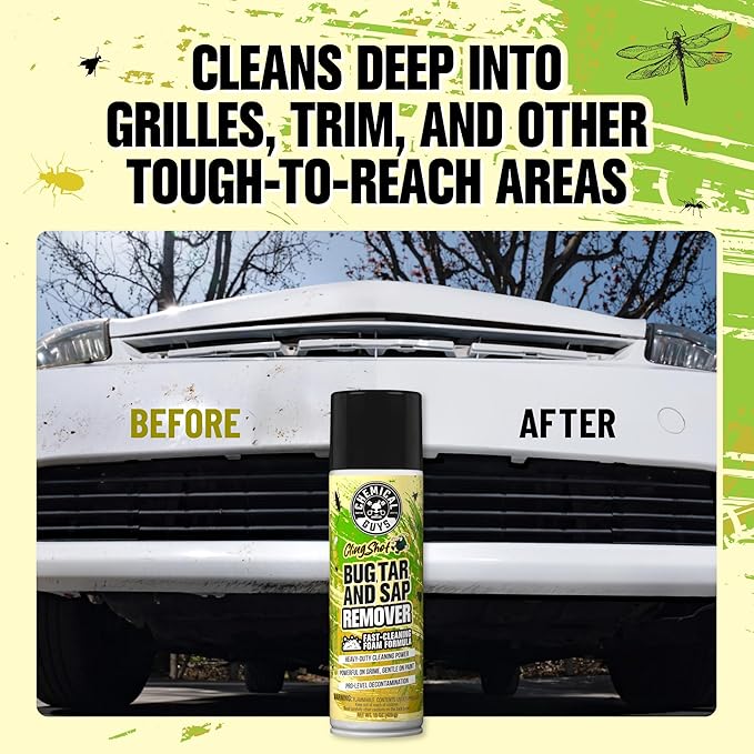Chemical Guys Bug, Sap & Tar Remover, Fast Acting Pre Wash Cleaner For Cars, Trucks & SUVs, Removes Stuck On Residue, Road Film, Bug Splatter, Tree Sap, Grime, Spray 15 Fl Oz