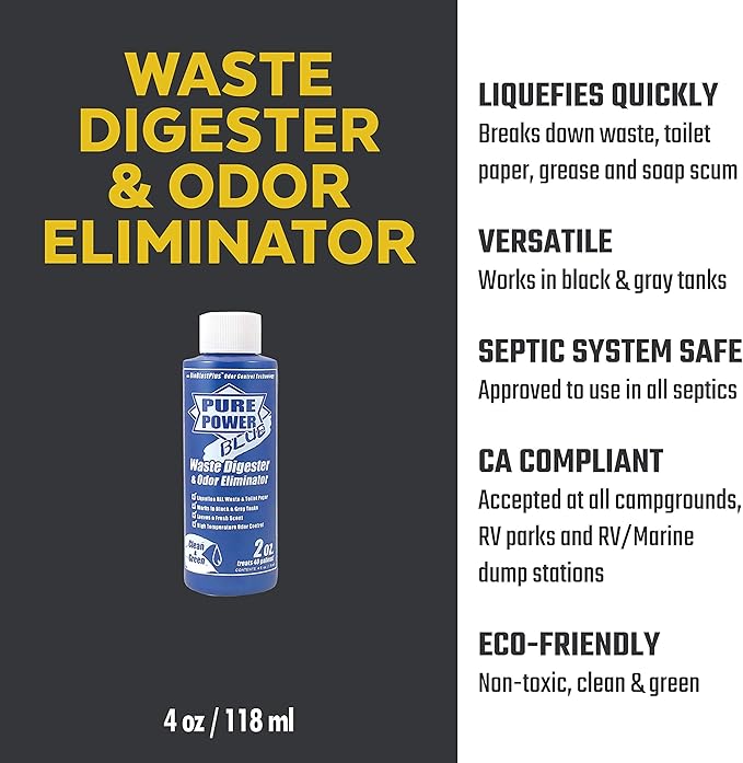 Valterra V23017 'Pure Power Blue' Waste Digester and Odor Eliminator - 4 oz. Bottle, (Pack of 6)