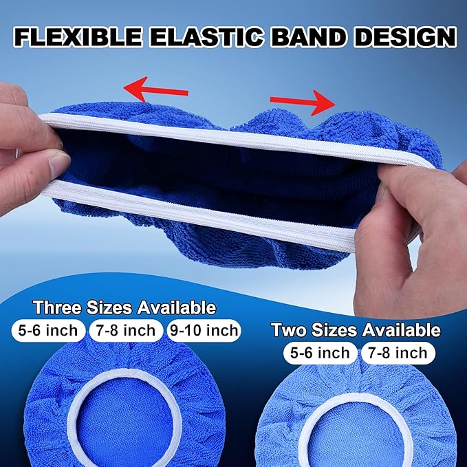 15 PCS Car Polisher Pad Bonnet 7 to 8 Inch, Car Polishing Bonnet Buffing Pads, Lamb Fleece Buffing Pad Cover, 10*Microfiber 5*Woollen