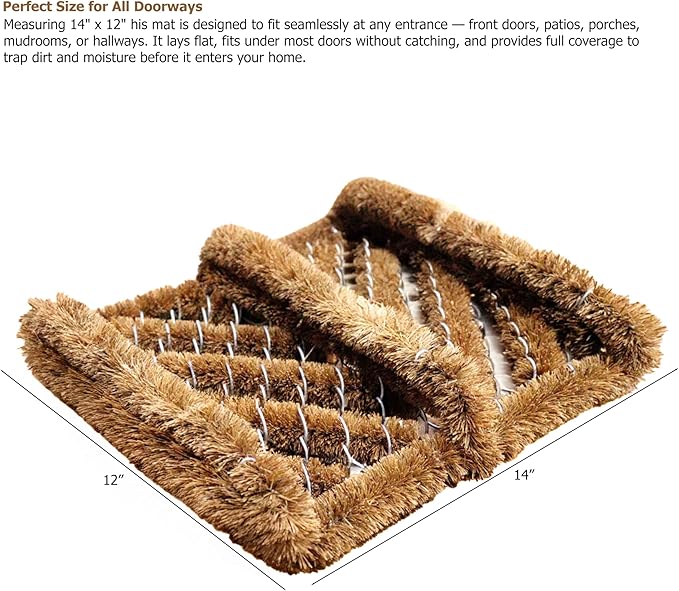 Gardenised Heavy-Duty Boot Scraper Brush Natural Coir Bristles on Durable Wire Frame for Outdoor Mud and Dirt Removal, Ideal for Cleaning Work Boots Hiking Shoes and Garden Footwear, 12x14 Inches
