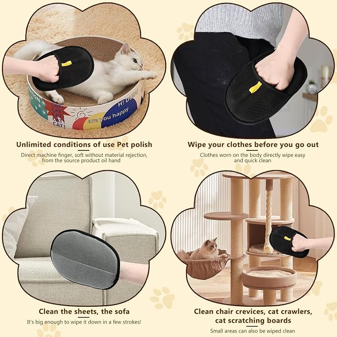 Pet Hair Removal Glove, Pet Hair Remover Gloves for Cats & Dogs, Dogs, Electrostatic Pet Hair Removal Gloves Brush for Pets Hair, Suitable for All Pets (2pcs)