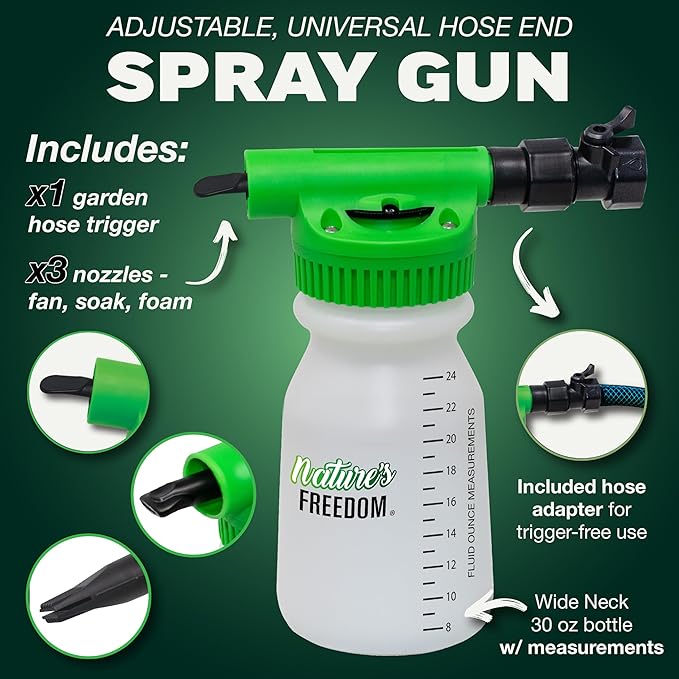 Nature's Freedom 45% Concentrated Vinegar with Hose End Sprayer, 1 Gallon - Dilutes to 9 Gallons - 9x Strength Multi-Purpose Solution