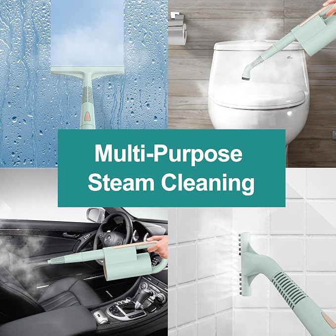 Newbealer Steam Mop & Detachable Handheld Cleaner, 1200W Floor Steamer | 3 Adjustable Levels for Carpet Laminate Hardwood Grout, Carpet Glider, 11 Multi-purpose Accessories & 2 Pads, 250ml Tank