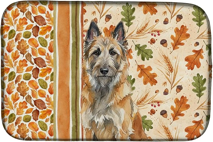 Caroline's Treasures Belgian Laekenois Heirloom Fall Dish Drying Mat Absorbent Dish Drying Mat Pad for Kitchen Counter Dish Drainer Mat for Countertop, 14 x 21", Multicolor