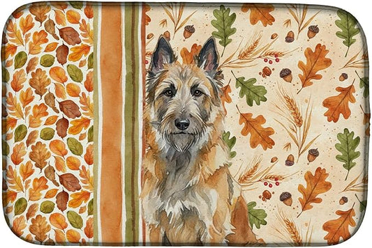 Caroline's Treasures Belgian Laekenois Heirloom Fall Dish Drying Mat Absorbent Dish Drying Mat Pad for Kitchen Counter Dish Drainer Mat for Countertop, 14 x 21", Multicolor