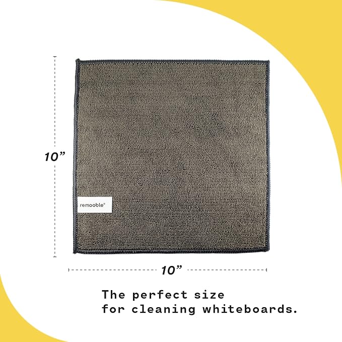 Remooble 12 Pack Microfiber Cleaning Cloth & 23 oz Dry Erase Whiteboard Cleaner Spray - Safely Removes Tough Stains and Ghosting