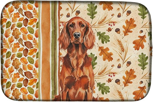 Caroline's Treasures Irish Setter Heirloom Fall Dish Drying Mat Absorbent Dish Drying Mat Pad for Kitchen Counter Dish Drainer Mat for Countertop, 14 x 21", Multicolor