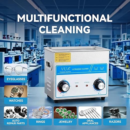 3L Ultrasonic Cleaner with Timer & Heater, Professional Ultrasonic Parts Cleaner, Knob Control Ultrasonic Cleaning Machine for Glasses Watch Jewelry Denture Dental Irrigator Parts Tools Circuit Board