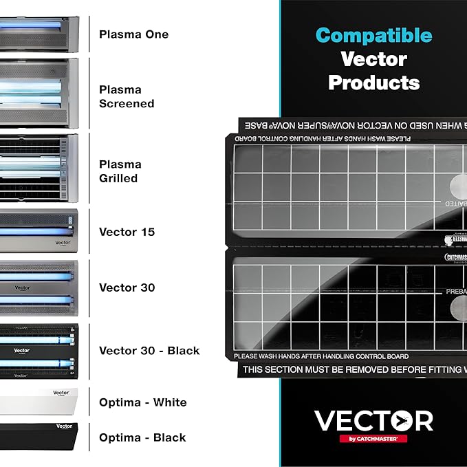 Catchmaster Vector Discreet Black Glue Trap Refills, 12-Pk, UV Light Fly Traps for Home, Unscented Sticky Gnat Glue Boards for House, UV Lamp Insect & Mosquito Killer, Adhesive Bug Light Boards
