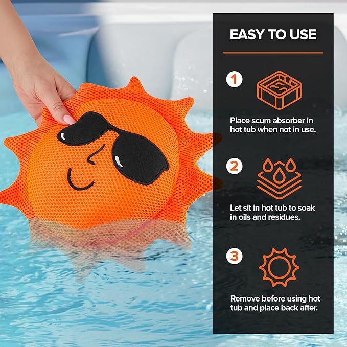 Stock Your Home 2 Pack Scum Absorber for Spa Hot Tubs, Reusable Spa Tub Cleaner, Oil Absorbing and Filtering Scum Sponges + Cloth, Must-Have Hot Tub Accessories Outdoor & Indoor Use for Clear Water