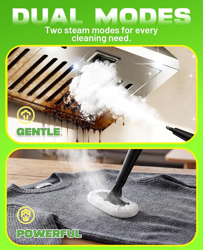 POPCHOSE Steam Cleaner with Detergent Dispenser, 15s Heat-Up Handheld Steam Cleaner for Home, Removable Water Tank