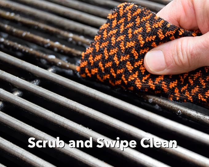 Grill & Grate Deep Cleaning Bundle – Q-Swiper Grill Cleaner Spray + Reusable Scrub-Clean Cloth (2-Pack)