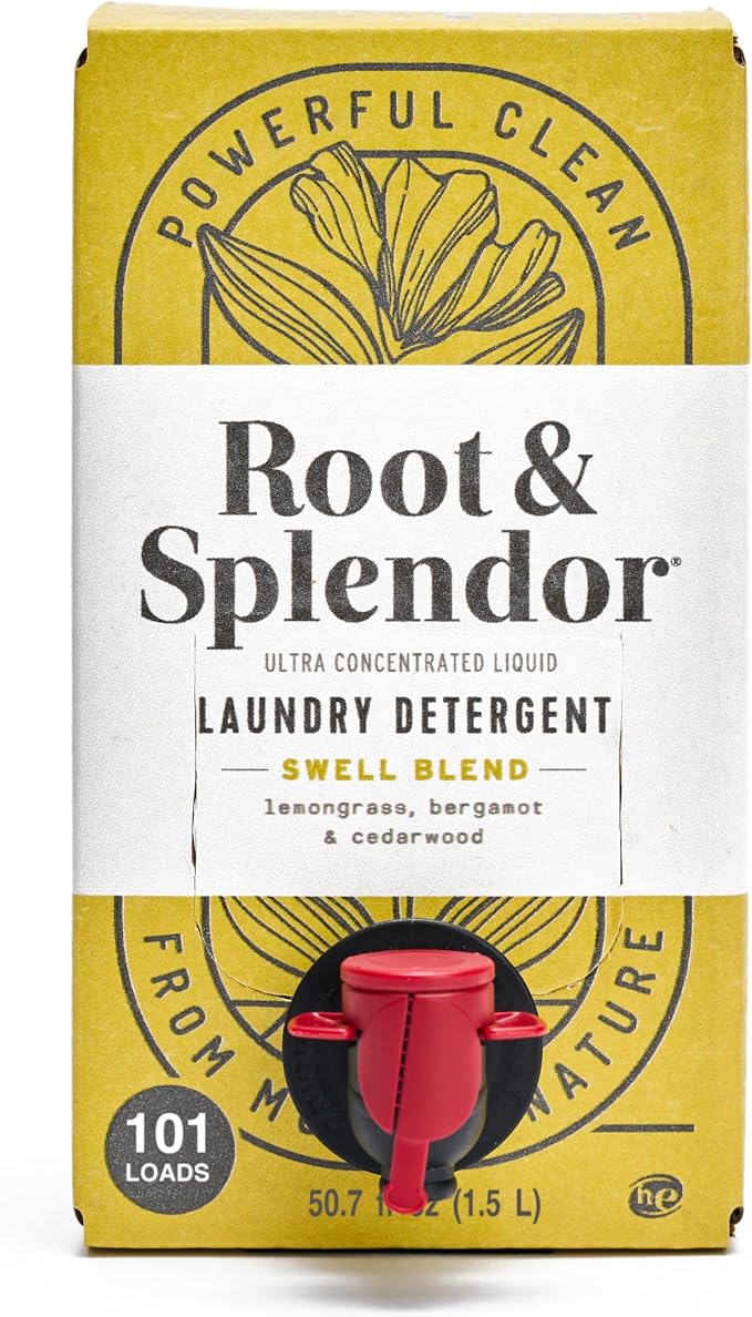 Root & Splendor Ultra Concentrated Non Toxic Laundry Detergent Liquid - Plant Based & Eco Friendly Enzymatic Laundry Soap, Swell Scent, 1.5 Liter, 101 Loads