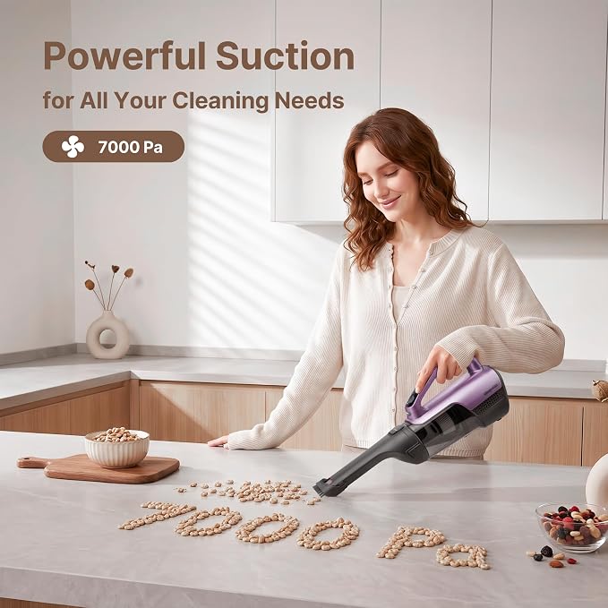 Shop-Vac S2 12V Handheld Vacuum Cordless, Rotatable Nozzle, Dual-Speed Powerful Portable Car Vacuum Rechargeable, Wall-Mounted Lightweight Hand Vacuum for Home & Car, LED, HEPA Filter, Purple