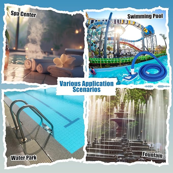 4 Pcs Pool Cleaning Kit 4-in-1 Above Ground Pool Maintenance Include 1-1/4" x 16 ft Vacuum Hoses with Weighted Vacuum Head Connect 1-1/4" or 1-1/2" Hose Brush Skimmer Net, Not Include Pole