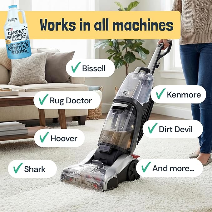Sunny & Honey Heavy Duty Carpet Cleaner Solution for Machines - Powerful Stain and Surface Odor Eliminator For New and Deep-set Pet Messes - For Rugs, Couches and Upholstery (32fl oz, Fresh Summer)