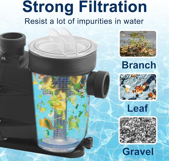 Pool Pump with Timer Above Ground/1.5HP Swimming Pool Pump 7350GPH In/Above Ground Pool Pump with High Efficiency and Low Noise,Apply to Water Circulation in Filtration System