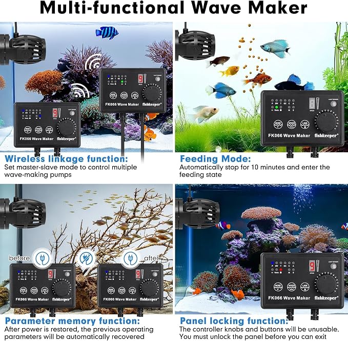 fishkeeper Aquarium Wave Maker, 1600GPH Adjustable Submersible Aquarium Powerhead with Magnetic Suction Base for 15-90 Gallon Tank Circulation Pump for Saltwater Freshwater