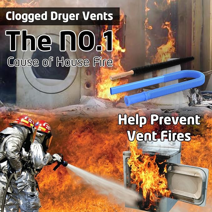 PetOde Dryer Vent Cleaner Kit Compatible with Most Vacuum Cleaner, Dryer Lint Brush and Vacuum Hose Attachment with Universal Connector, Quickly Lint Remover