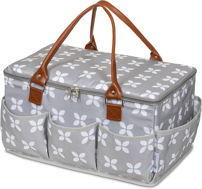 Moteph Extra Large Diaper Caddy, Craft, Toy Organizer with Zip-Top Cover with Waterproof Wet/Dry Bag - Perfect for Baby Shower