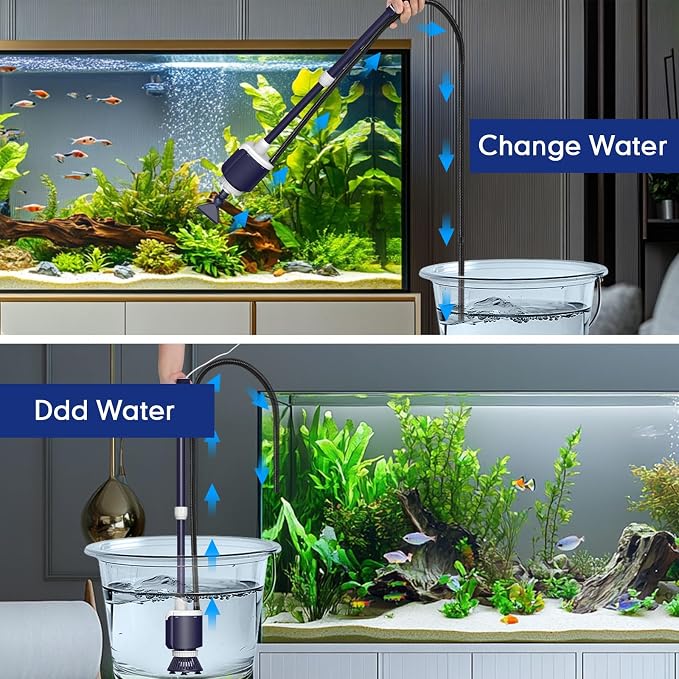 AQQA Fish Tank Cleaner,DC 34W/600GPH Adjustable Water Flow Aquarium Gravel Vacuum,Multi-Filtration Purifies Water Electric Cleaning Kit for Water Change Water Circulation Wash Sand Gravel 110V-240V