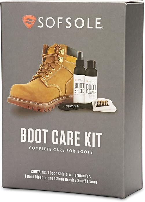 Sof Sole Shoe Care Kit with Cleaner, Shoe Shield Waterproofer and Scrub Brush for Sneakers and Boots