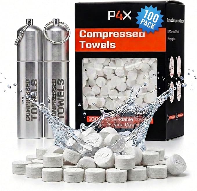Compressed Towel Tablets - 100% Bamboo Camping Toilet Paper Tablets, Great for Hiking, Travel and Backpacking - Disposable Washcloths, Body Wipes, Paper Towel Coin Tissue - 100/250/500 Pack